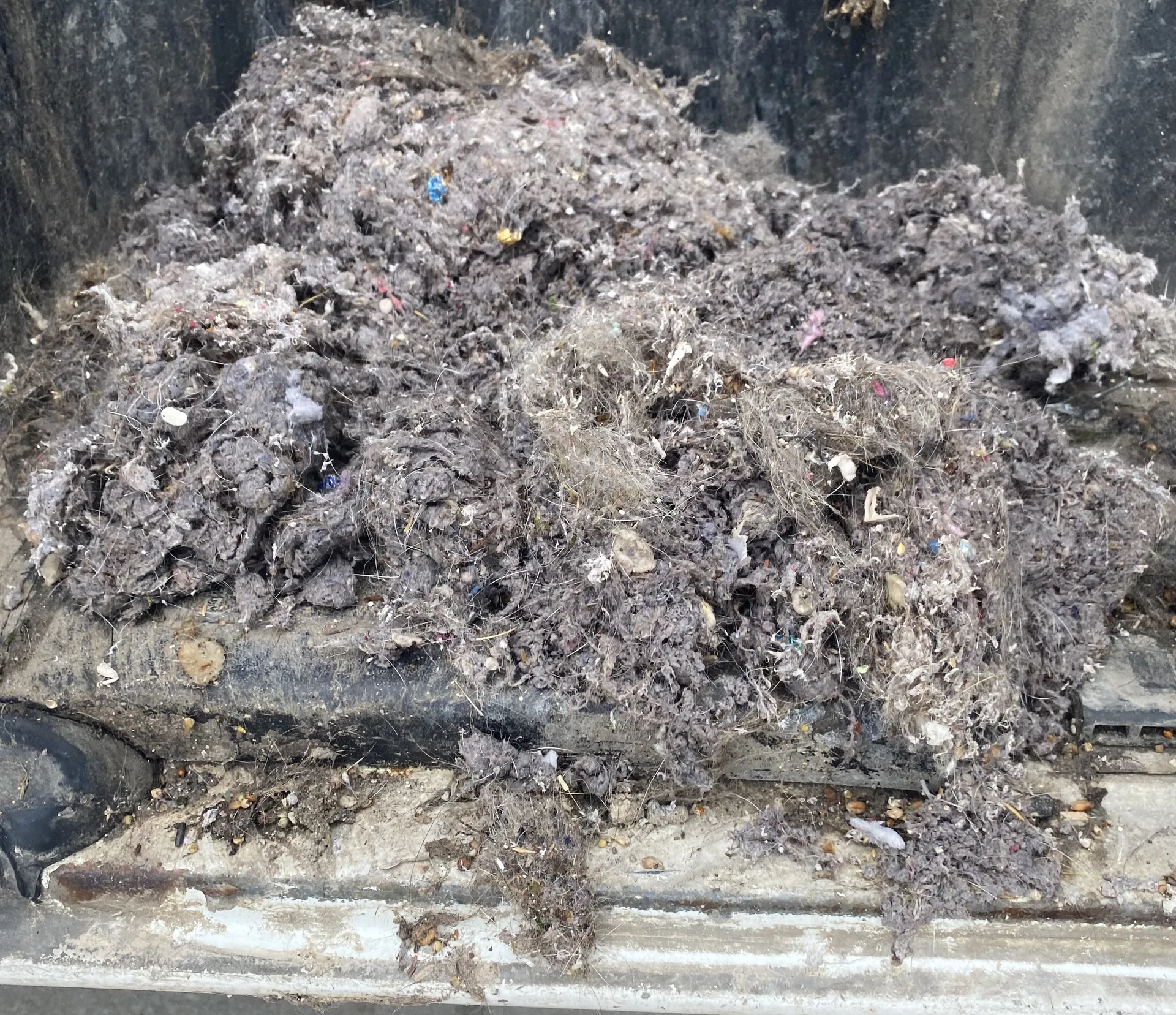 Air duct cleaning debris removed