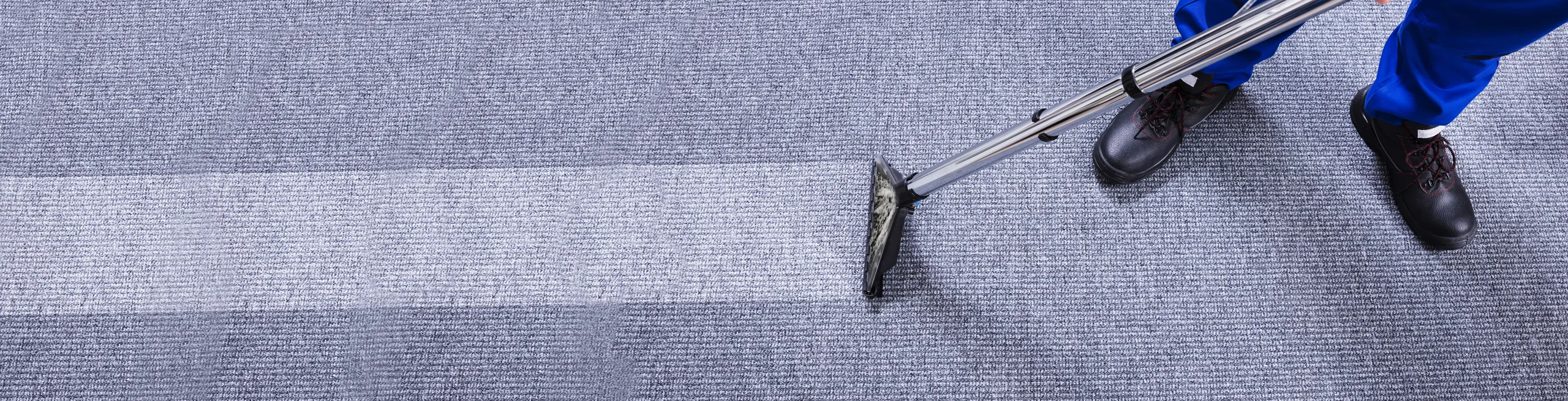 Carpet cleaning wand pulling a clean stripe across beige carpet