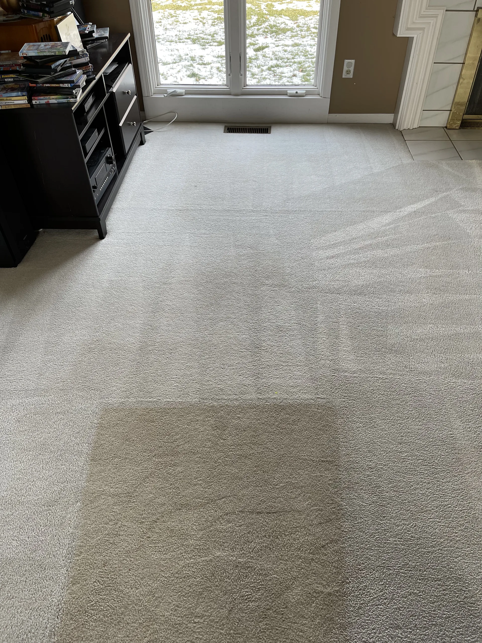 Berber carpet kitchen area after