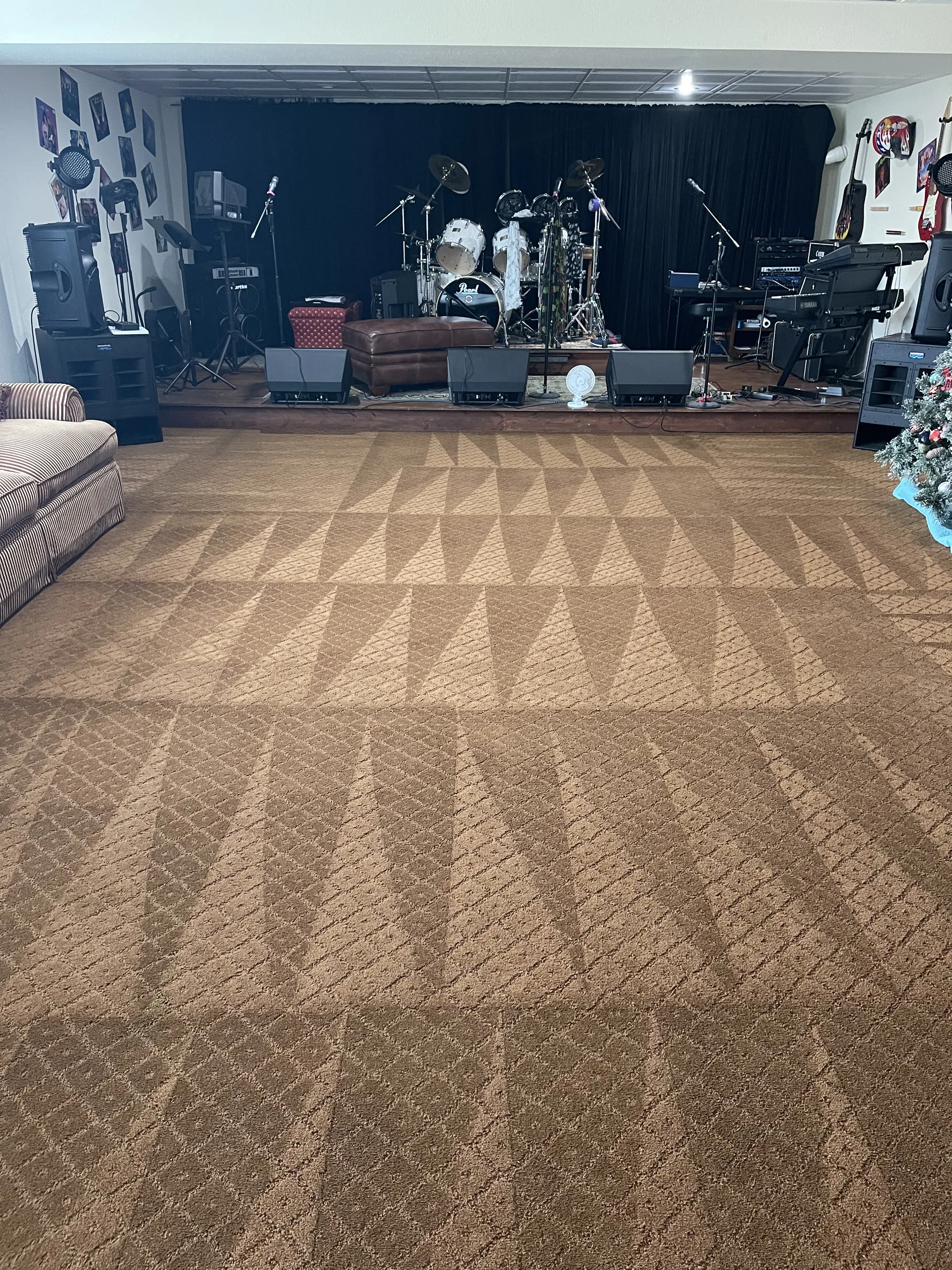 Carpet cleaning band room stage