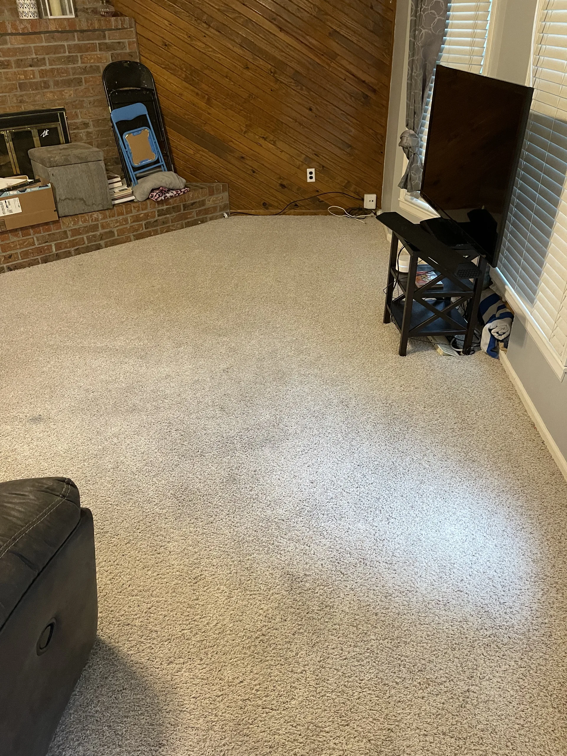 Living room carpet cleaned after