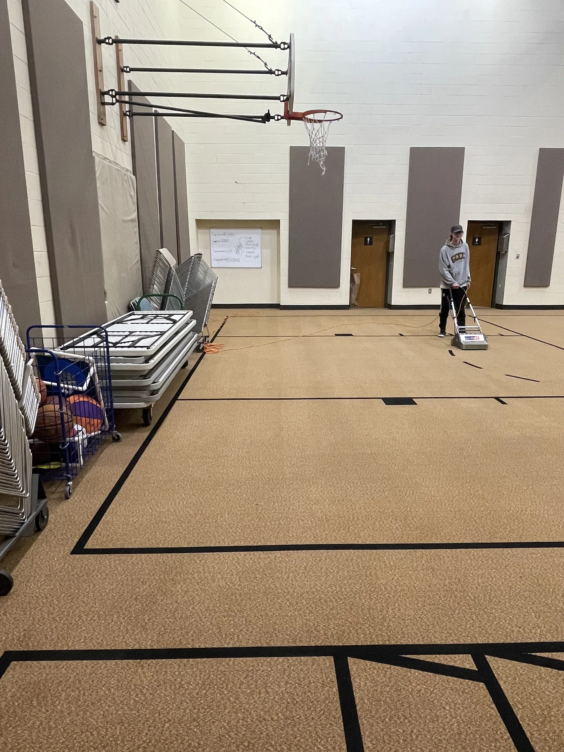 Church gym carpet technician