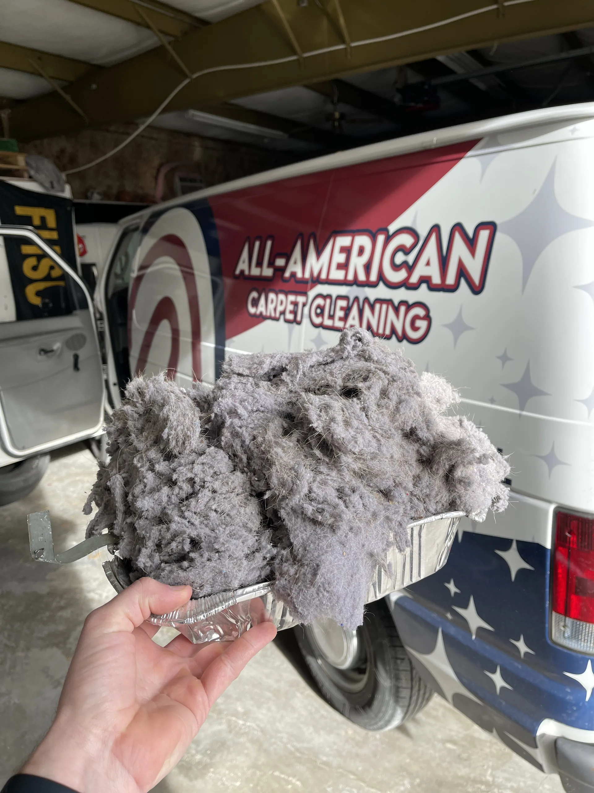 Dryer vent lint removed van